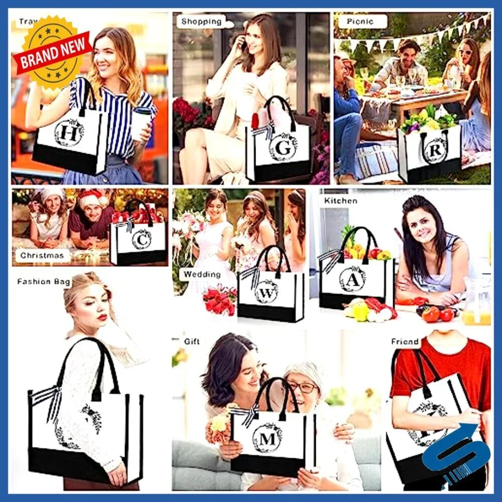DIY Monogrammed Canvas Tote Bags Bulk Set Personalized Heat Transfer Letters